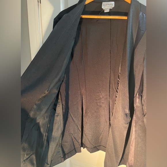 Joseph Ribkoff Vintage Evening Blazer size 10 Black Satin Retro 70s - Picture 6 of 11